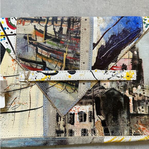 Anthropologie Painted Canvas Clutch Purse - Picture 7 of 16